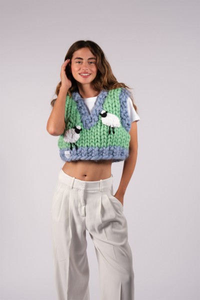 Sheep Hand-Knitted Vest | Heyays